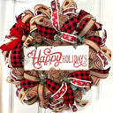 XL Farmhouse Holiday Wreath, Winter Wreath, Buffalo Plaid Decor, front door porch decor