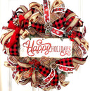 XL Farmhouse Holiday Wreath, Winter Wreath, Buffalo Plaid Decor, front door porch decor