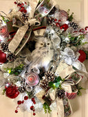 Flocked Winter Owl Wreath: Holiday Door Hanger with Pinecones & Berries