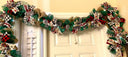 Lighted Farmhouse Christmas Garland Buffalo check holiday decor for front door, double doors, Merry Christmas