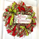 Christmas wreath Lime and Red Decor Merry Christmas Winter Porch