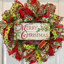 Christmas wreath Lime and Red Decor Merry Christmas Winter Porch