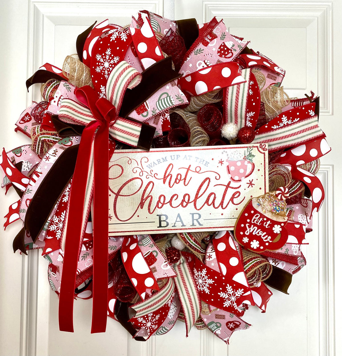 Hot Chocolate Bar Wreath: Winter Velvet Cocoa Decor
