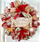 Gingerbread Bakery Christmas Wreath: Holiday Front Door Decor