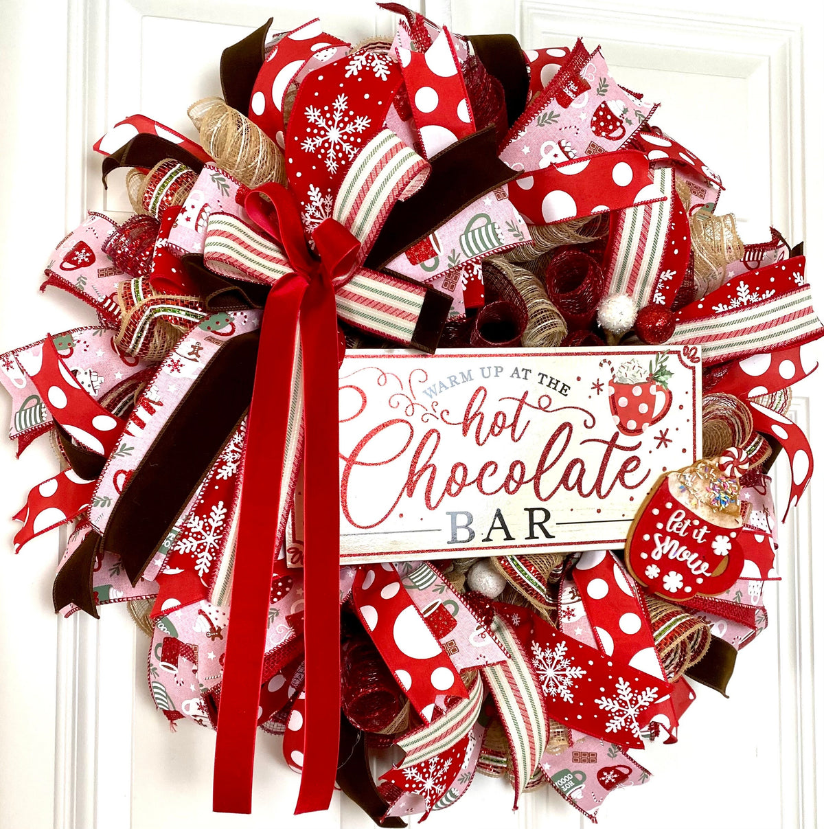 Hot Chocolate Bar Wreath: Winter Velvet Cocoa Decor