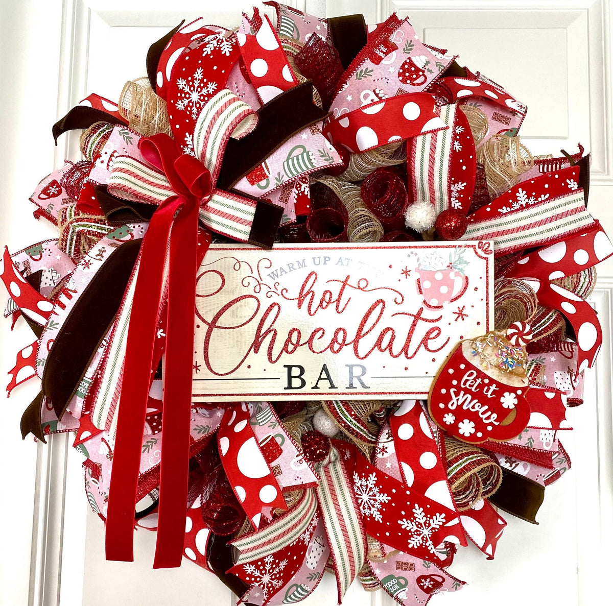 Hot Chocolate Bar Wreath: Winter Velvet Cocoa Decor