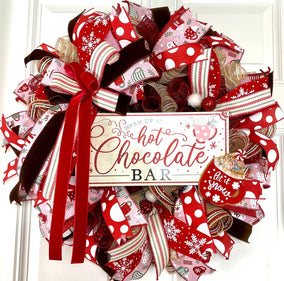 Hot Chocolate Bar Wreath: Winter Velvet Cocoa Decor