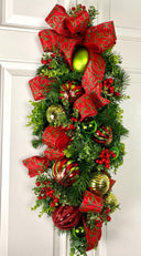 Red Lime Christmas Ornament Swag