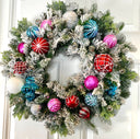 Lighted Candyland Christmas Ornament Wreath: Winter Porch Decor
