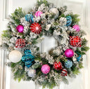 Lighted Candyland Christmas Ornament Wreath: Winter Porch Decor