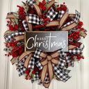 Christmas Wreath, Farmhouse Buffalo Plaid, Decor for front door, double doors, Merry Christmas