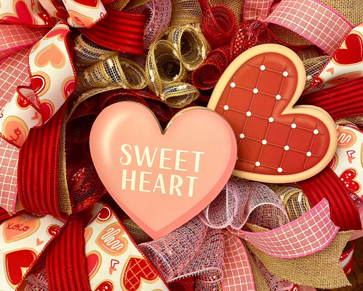 Valentine Wreath, Winter, Cookie Wreath, Conversation Heart Wreath, Pink & Red Wreath, Front Door Valentine Wreath, Double Doors
