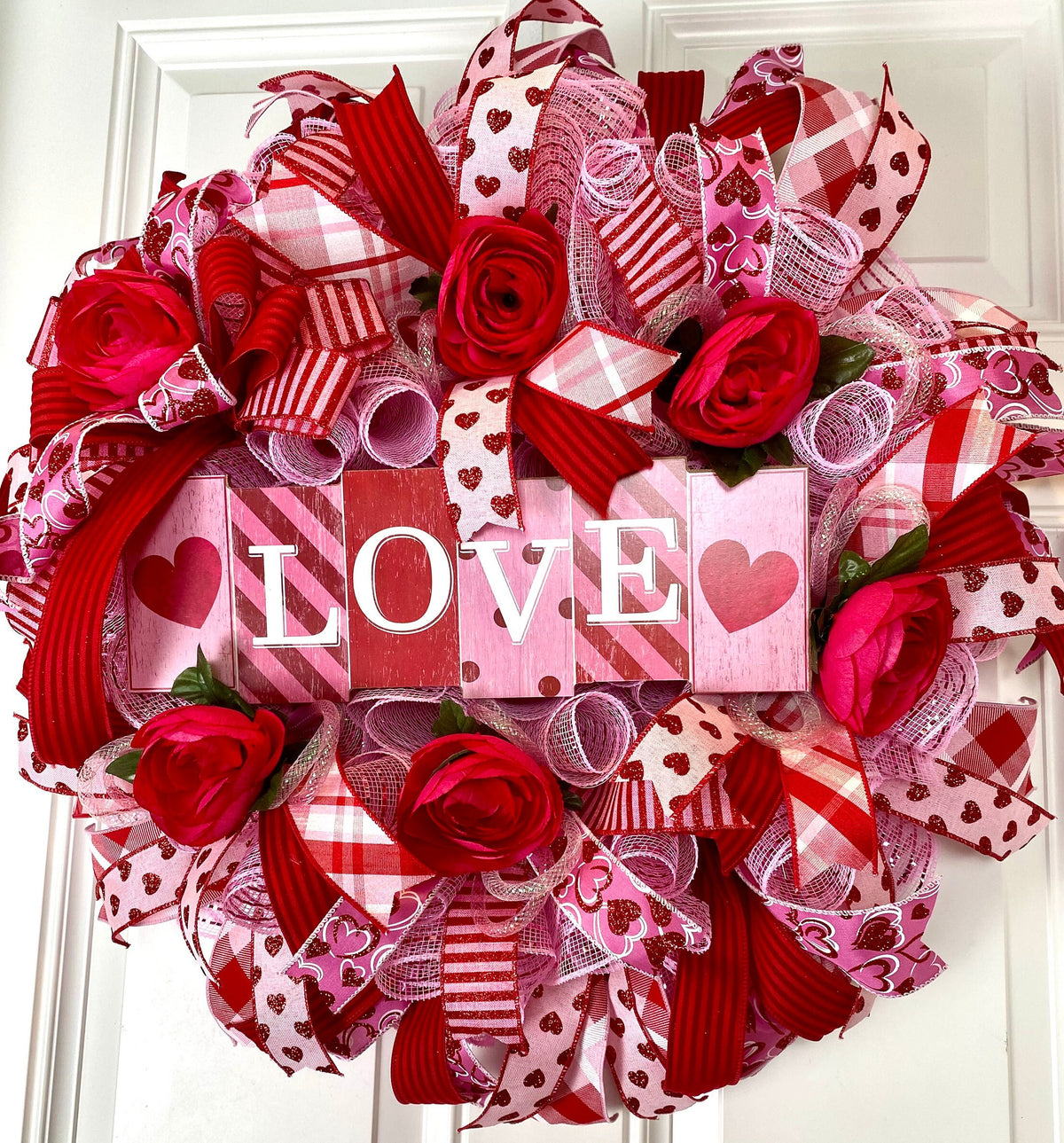 Valentine Wreath, Valentines Day Wreath, Heart Wreath, Pink & Red Wreath, Front Door Valentine Wreath, Double Doors