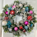 Lighted Candyland Christmas Ornament Wreath: Winter Porch Decor