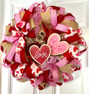 Valentine Wreath, Winter, Cookie Wreath, Conversation Heart Wreath, Pink & Red Wreath, Front Door Valentine Wreath, Double Doors