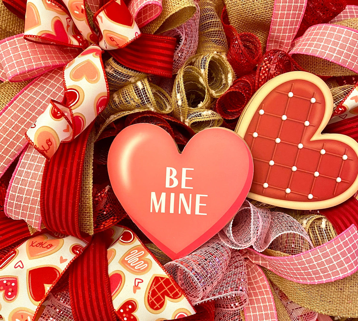 Valentine Wreath, Winter, Cookie Wreath, Conversation Heart Wreath, Pink & Red Wreath, Front Door Valentine Wreath, Double Doors