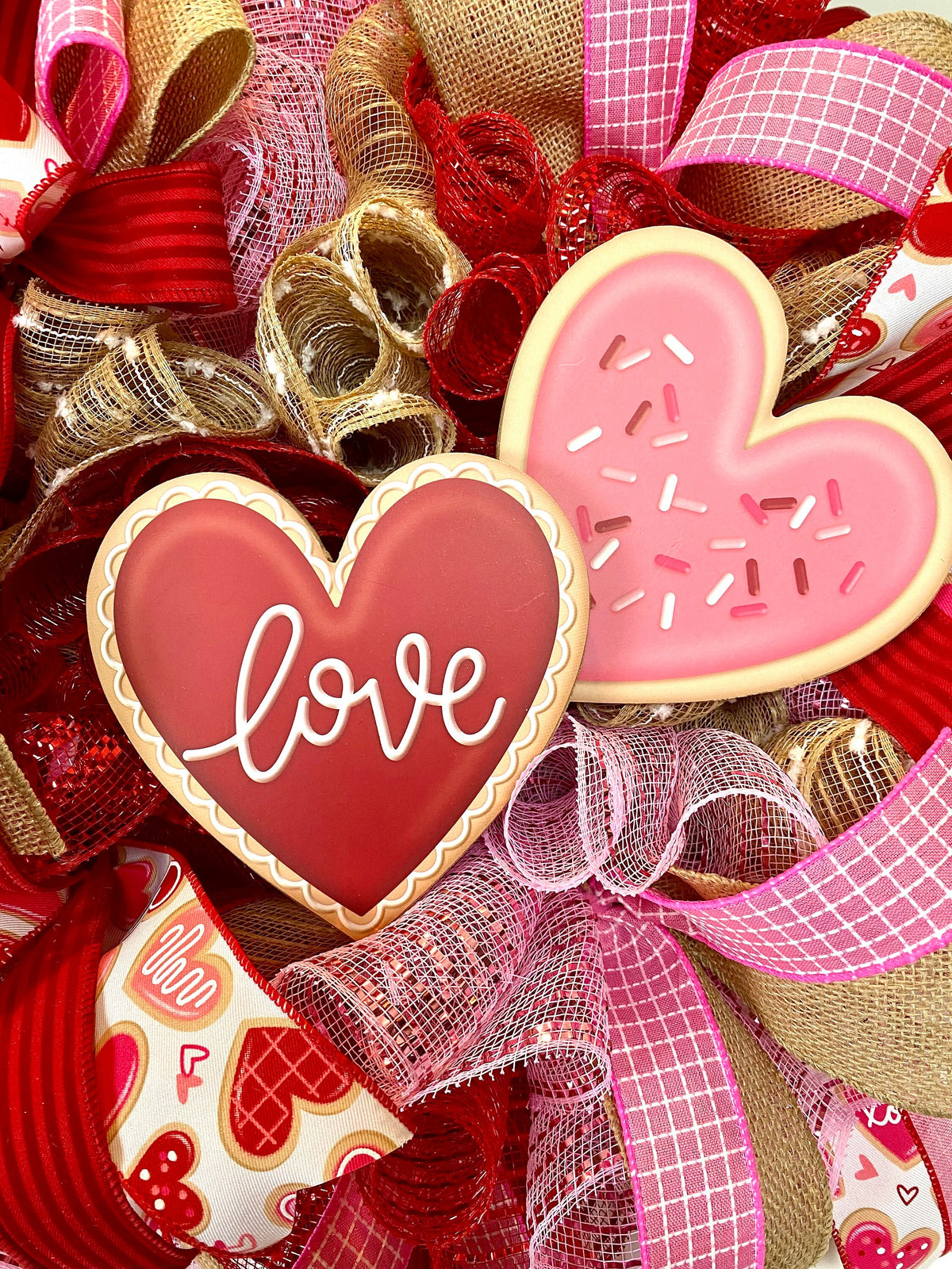 Valentine Wreath, Winter, Cookie Wreath, Conversation Heart Wreath, Pink & Red Wreath, Front Door Valentine Wreath, Double Doors
