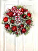 Lighted Valentine Wreath: Red Ornament & Pink Heart Bow