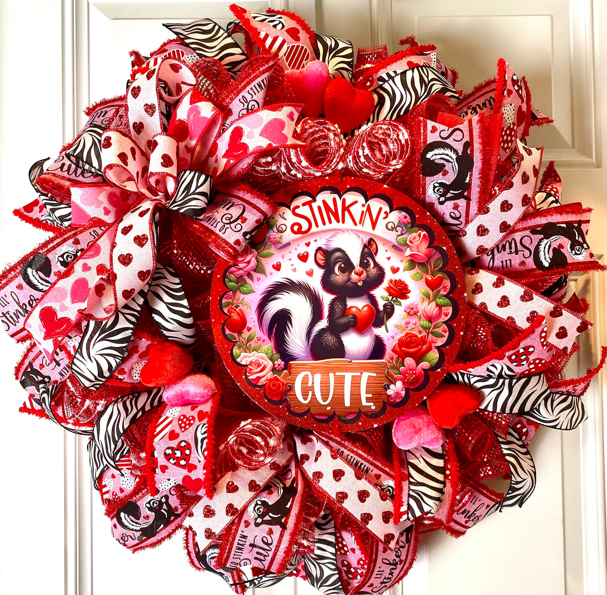 Love Stinks Valentine Wreath: Skunk & Velvet Heart Decor