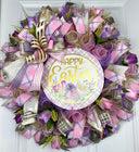 Elegant Easter Tulip Wreath, Spring Floral Decor for front door