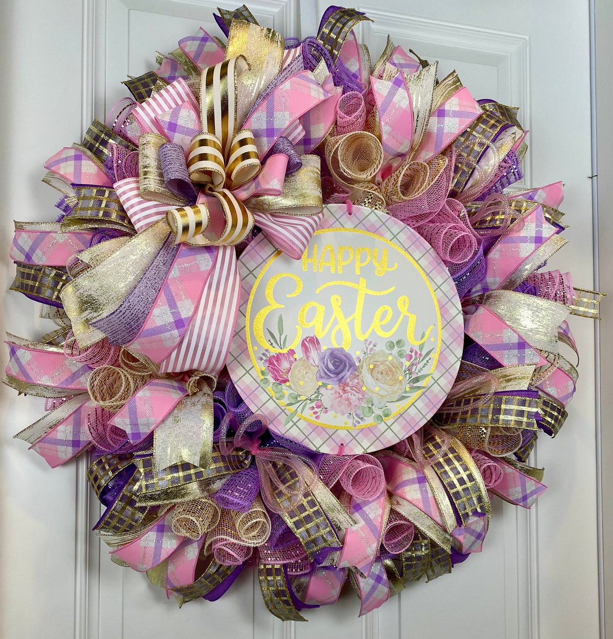 Elegant Easter Tulip Wreath, Spring Floral Decor for front door