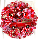 Valentine Wreath Red Truck, Heart Wreath, Valentines Day, Farmhouse, Rustic, Porch Decor