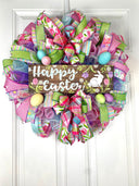 Spring Bunny Wreath, Easter Egg Wreath, Easter Bunny Decor