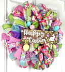 Spring Bunny Wreath, Easter Egg Wreath, Easter Bunny Decor