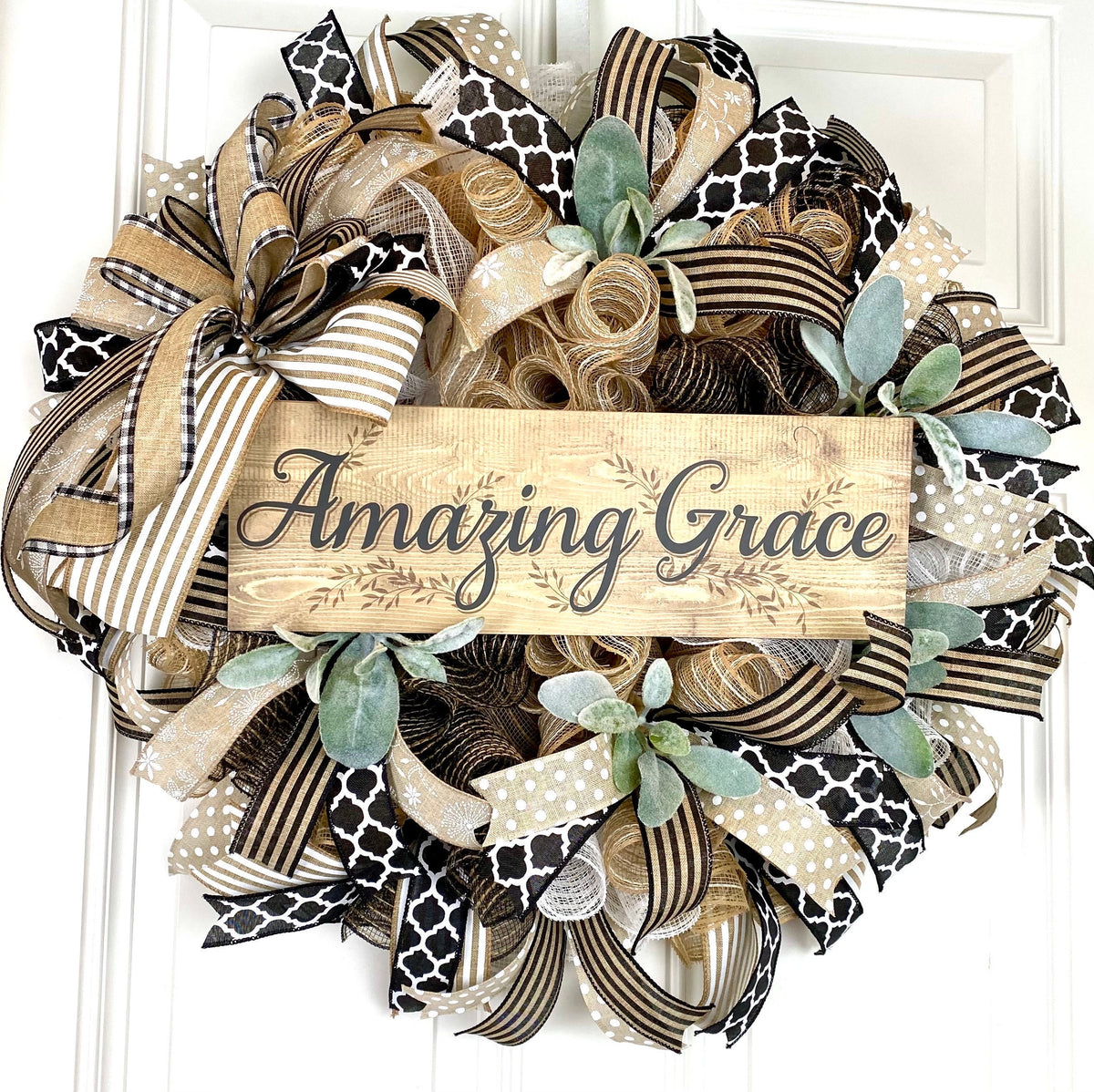 Farmhouse Wreath, Church, Amazing Grace Christian Decor, Summer Wreath Front Door, Farmhouse All Season Wreath, Summer