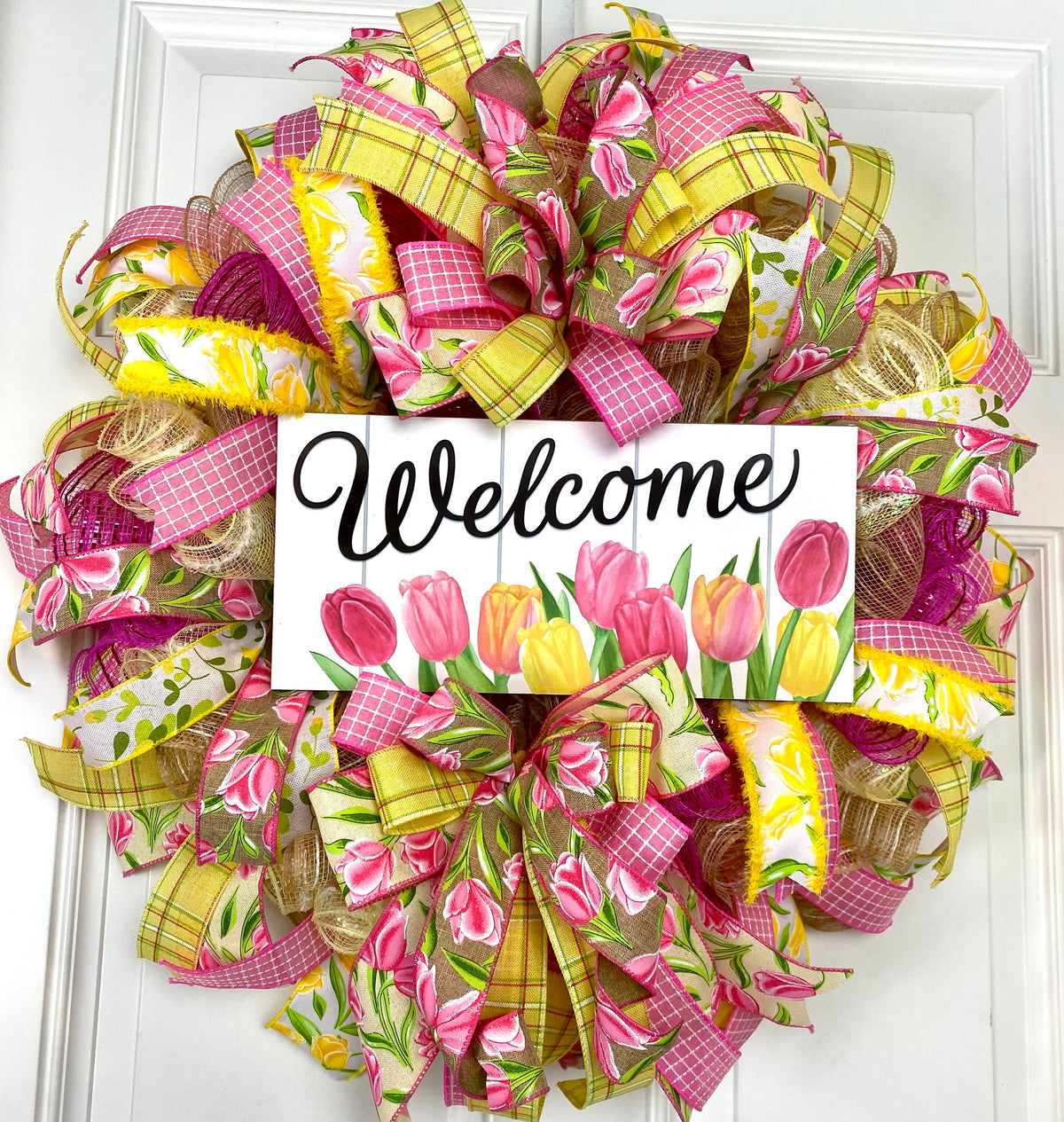 Spring Wreath, Tulip, Summer Everyday Farmhouse Decor, Floral