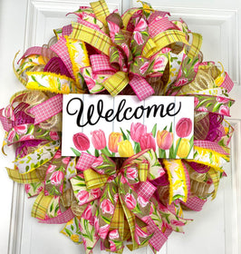 Spring Wreath, Tulip, Summer Everyday Farmhouse Decor, Floral