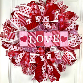 Valentine Day Wreath, Valentine Wreath, Heart Wreath, Pink & Red Wreath, Front Door Valentine Wreath, Double Doors