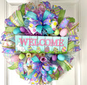 Spring Bunny Wreath: Pastel Easter Egg Welcome Decor