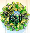 Faux Green Stained Glass St Patricks Day Wreath