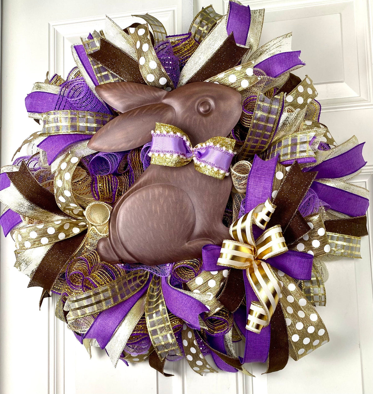 Elegant Chocolate Bunny Wreath, Easter, Spring Decor