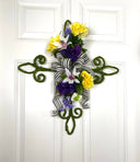 Summer Floral Swag, Cross for front door, Everyday Christian Decor