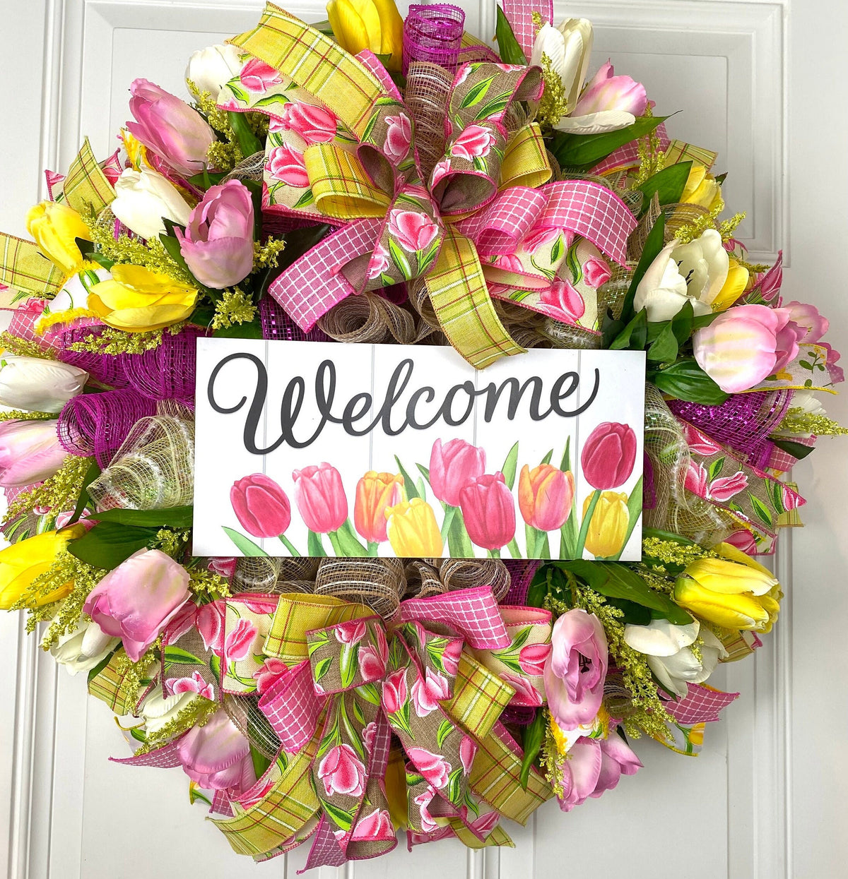 Spring Wreath, Tulip, Summer Everyday Farmhouse Decor, Floral