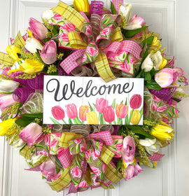 Spring Wreath, Tulip, Summer Everyday Farmhouse Decor, Floral