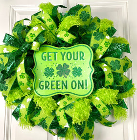 St Patricks Day Wreath, Furry Leprechaun Irish Wreath