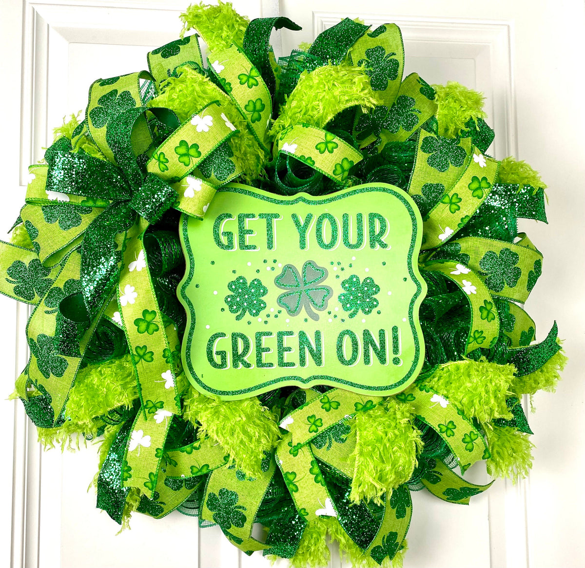 St Patricks Day Wreath, Furry Leprechaun Irish Wreath
