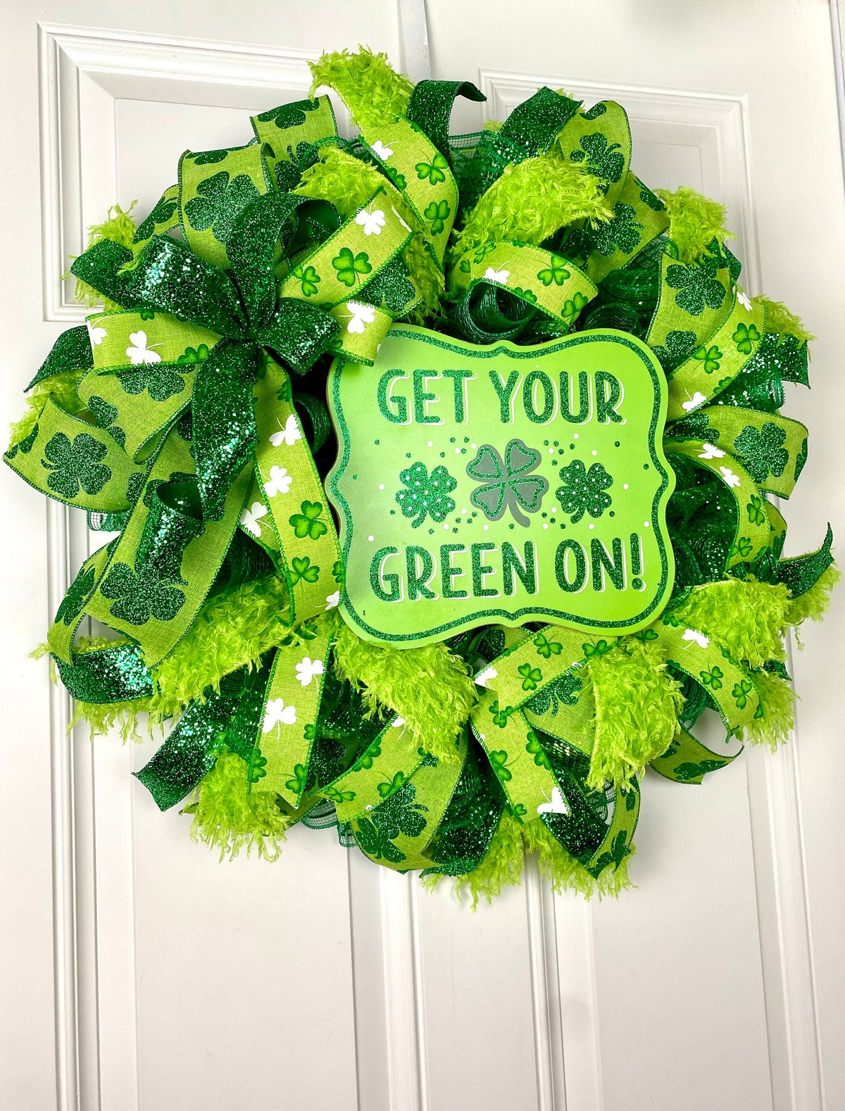 St Patricks Day Wreath, Furry Leprechaun Irish Wreath