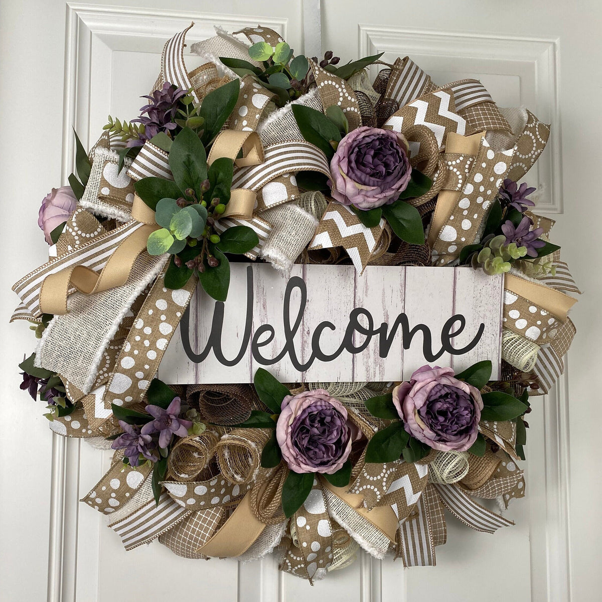 Neutral Everyday Farmhouse Lavender Peony Wreath