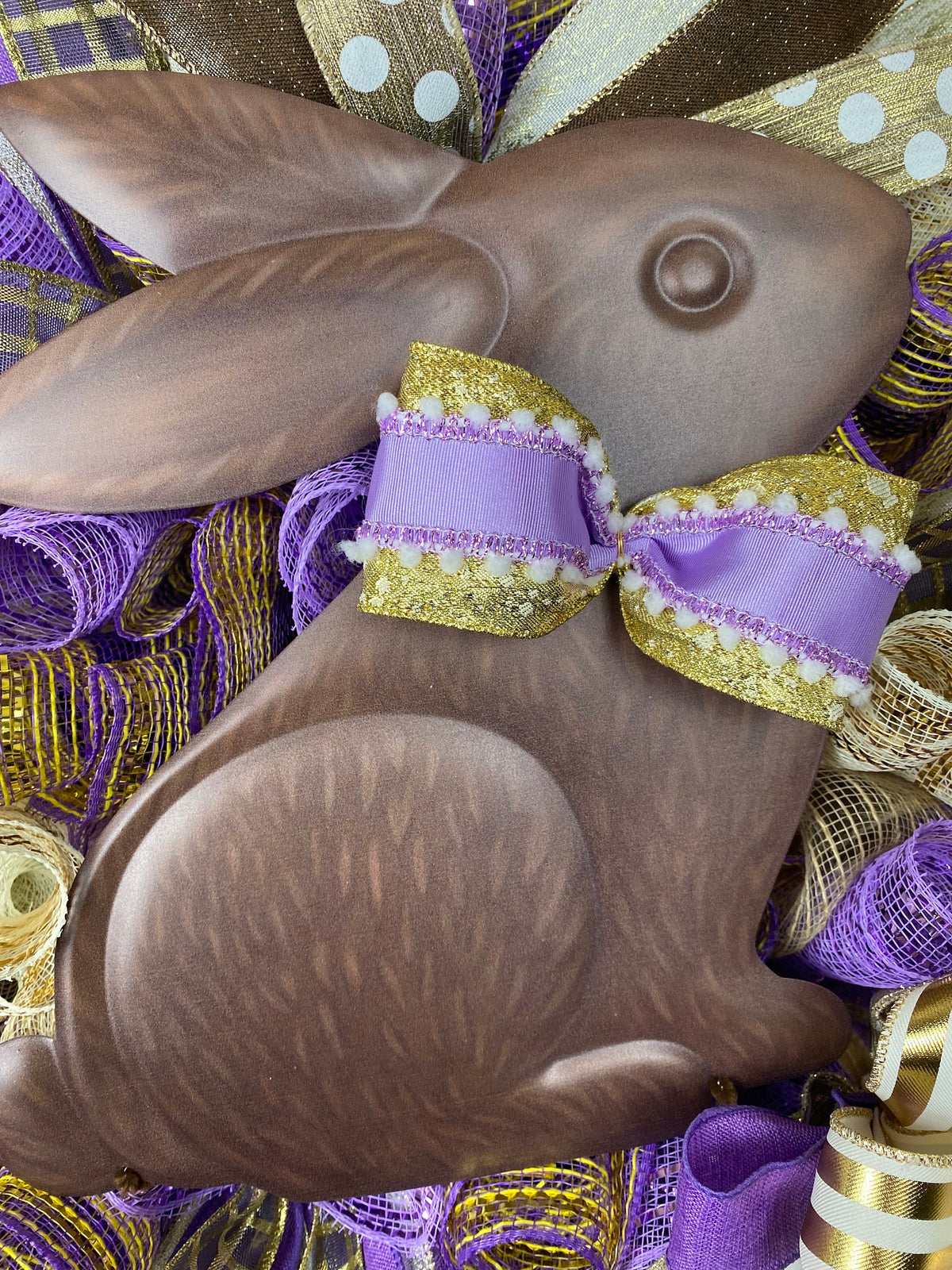 Elegant Chocolate Bunny Wreath, Easter Spring Decor