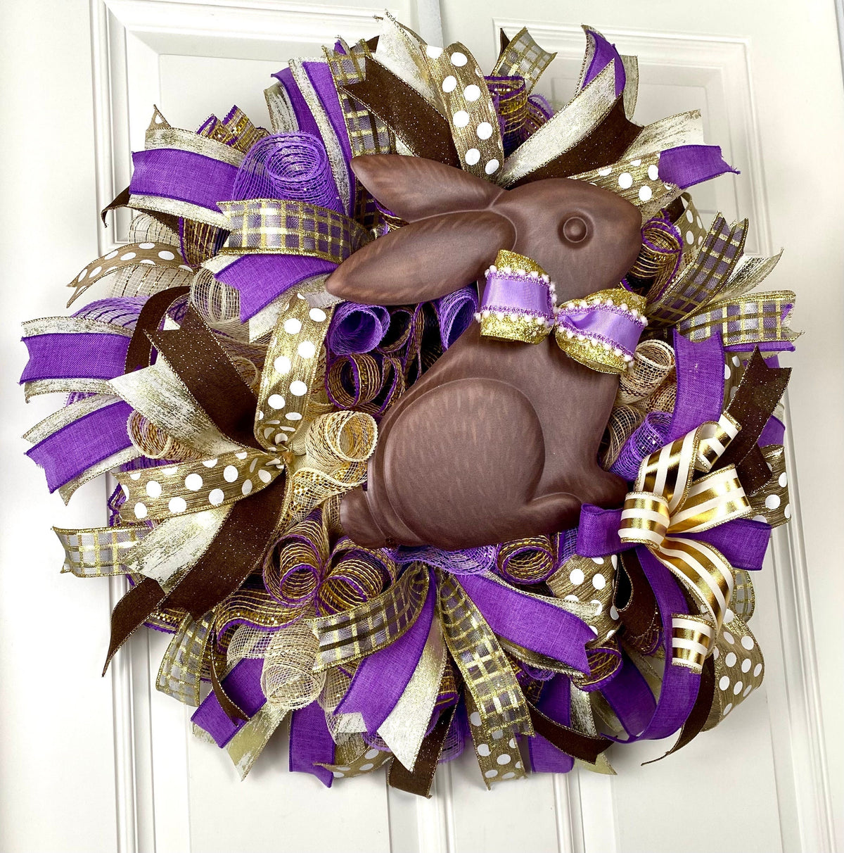 Elegant Chocolate Bunny Wreath, Easter, Spring Decor