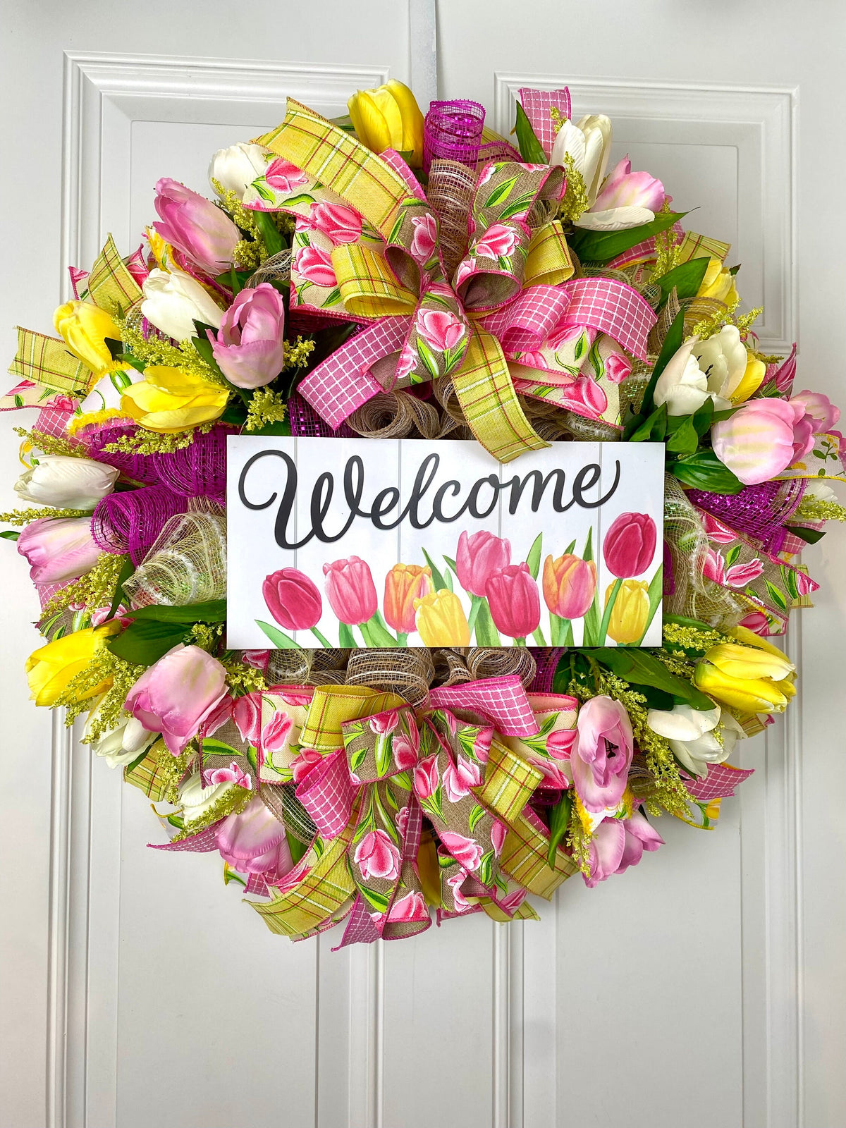 Spring Wreath, Tulip, Summer Everyday Farmhouse Decor, Floral