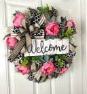 Everyday Wreath Front Door, Peony Wreath, Farmhouse Wreath for Every Season, Spring Wreath, Summer Deco Mesh, color options available