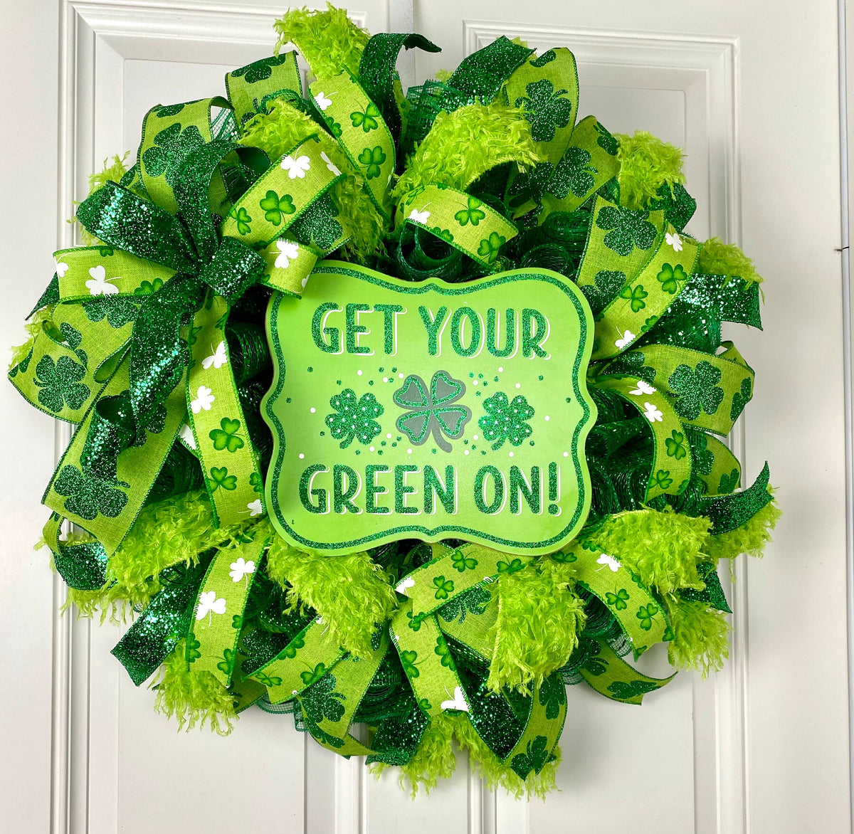 St Patricks Day Wreath, Furry Leprechaun Irish Wreath