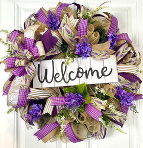 Purple Everyday Farmhouse Floral Wreath