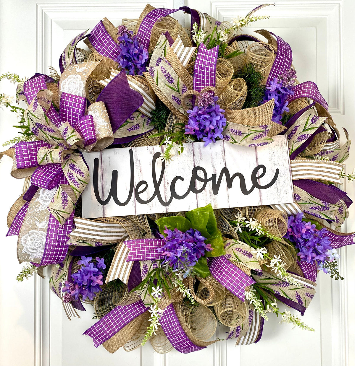 Purple Everyday Wreath, Farmhouse Wreath for Every Season, Spring Wreath, Summer Deco Mesh, color options available