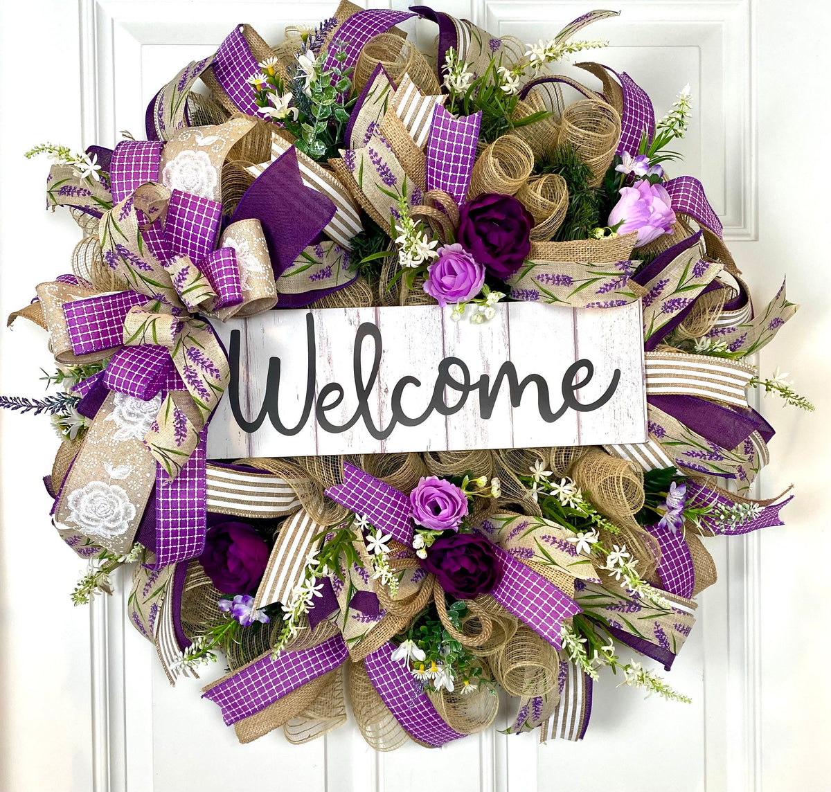 Purple Everyday Wreath, Farmhouse Wreath for Every Season, Spring Wreath, Summer Deco Mesh, color options available